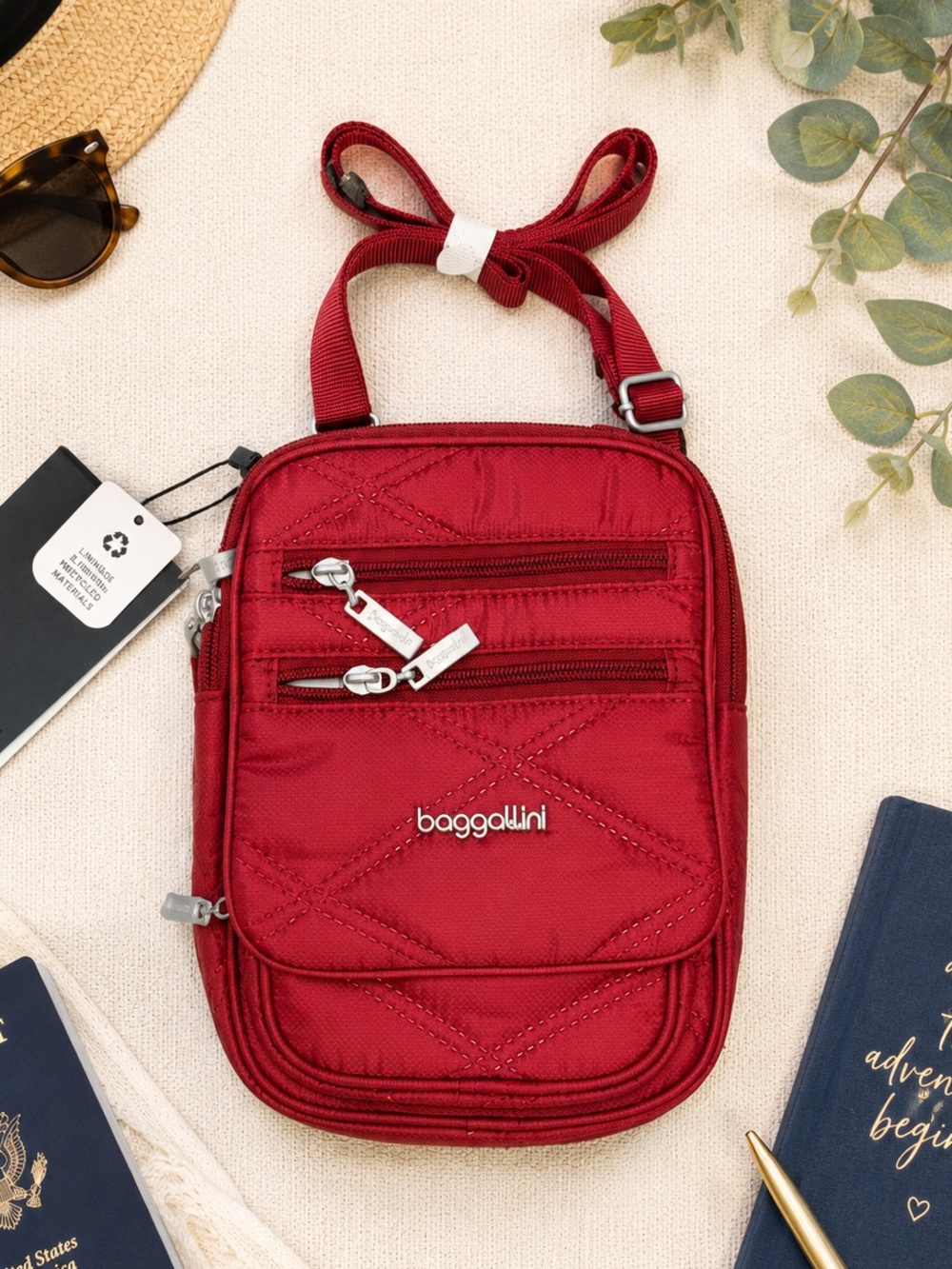 Baggallini RFID Journey Crossbody Bag Red Travel NWT